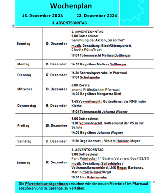 Wochenplan