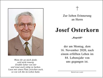 Trauerbild  Josef Osterkorn