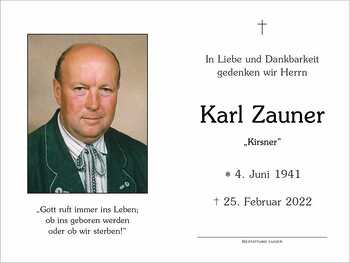 Trauerbild Karl Zauner